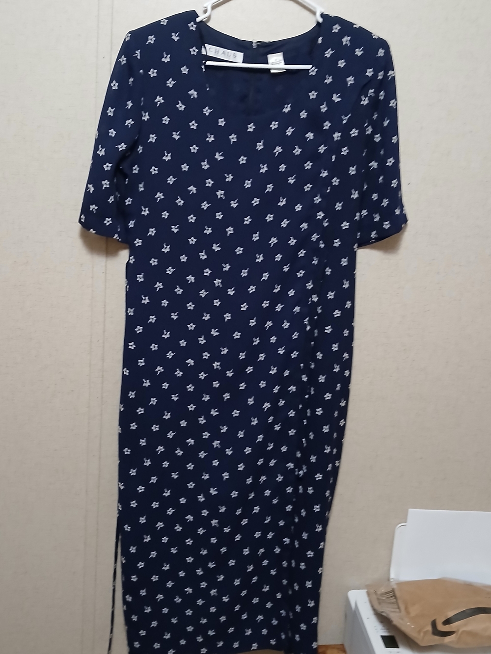 Chaus Navy Maxi Dress with White Design